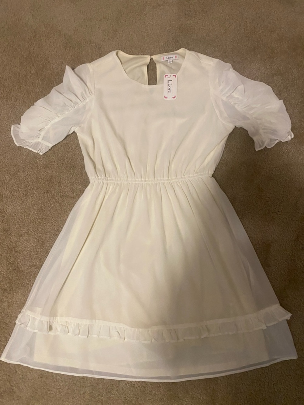 L Love ladies large off white/cream summer dress. NWT